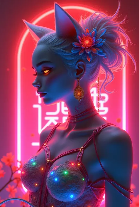 Masterpiece, Top quality, Best quality, Neon official art, Beautiful and aesthetic:1.2), Beautiful kitten  B (1girll:1.3), Extremely detailed,(Fractal art:1.1 neon sign ),(Colorful:1.1 neon sign)(Flowers:1.3 Neon ),highest details,(Zen neon:1.2), (Dynamic ...