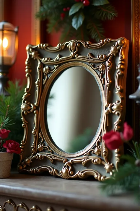 Small mirror with elegant Christmas frame 