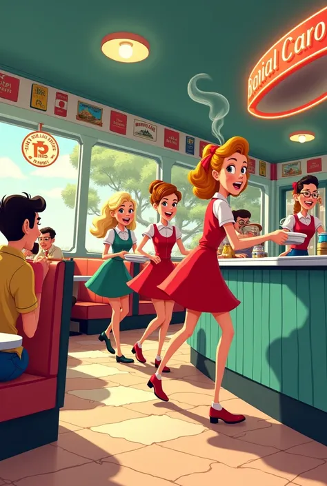 Cartoon of waitresses 