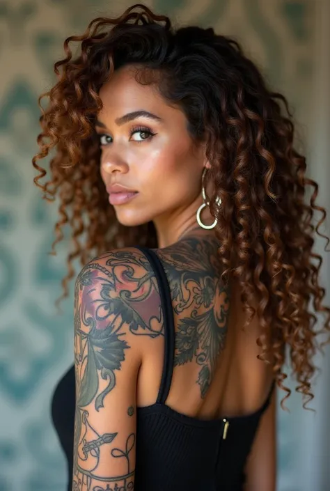 Curly woman tattoo