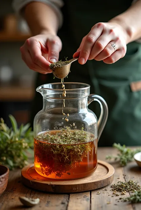  IMAGES SHOWING THE PROCESS OF MAKING HERBAL INFUSIONS,  FROM WHEN , Drying, EXTRACTION ,  FILTRATE IS PURCHASED AND UNTIL IT IS PLACED IN A JUG 