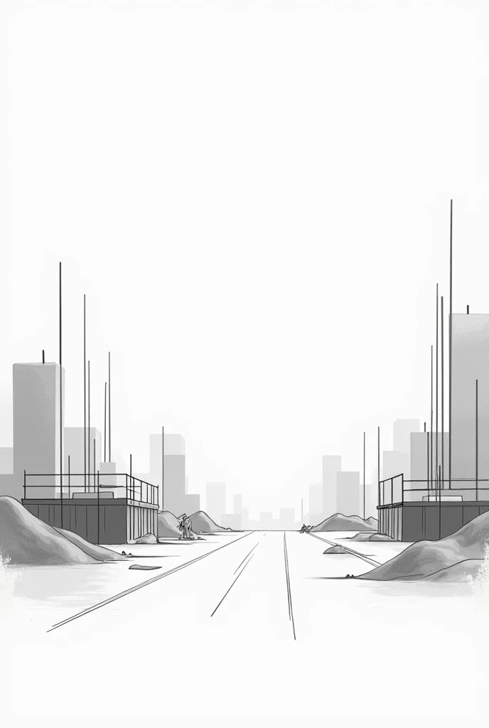 2D background, construction, Black and white, Simple, drawing style