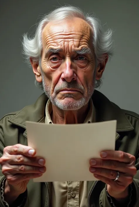  make an image for an Instagram post ,  the image must be in png . It must contain an elderly man with a paper in his hand with a worried face,- the photo must be farther away and the elderly woman does not have to be finished