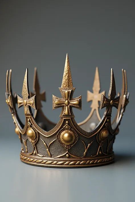 Make a crown with seven points with a simple cross in the center at the end tips, the ends at the half of the curved center tip, and the larger and wider center tip.