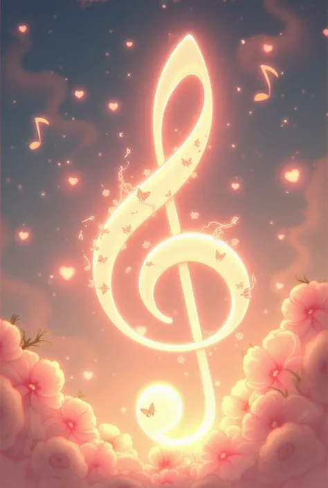 Melody symbol and romantic songs with a feminine touch for the musical content page