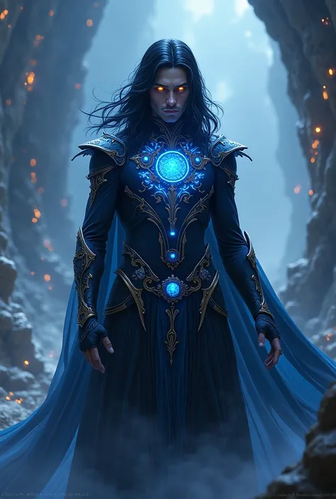 Astral elf, black hair, ember eyes, male, age 30s, paladian 