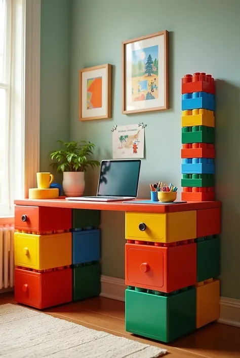 Create a Lego-inspired desk, desk for care