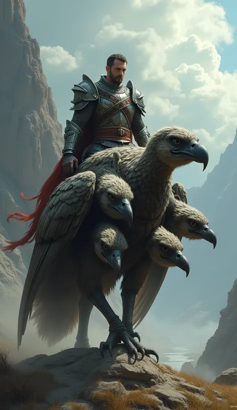 Soldier riding a four-headed vulture