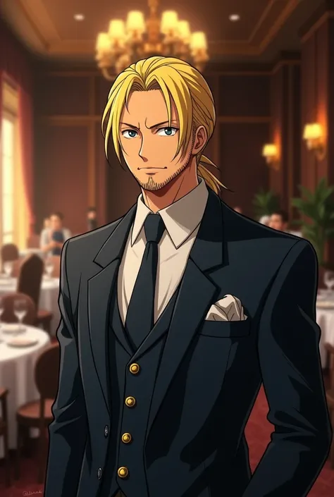 
Show Sanji from One Piece in another suit and older