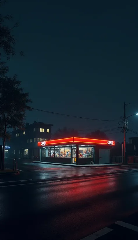 Picture of a black Oxxo store.
at night.
THAT CAN BE SEEN FROM A FAR AWAY.
Another one