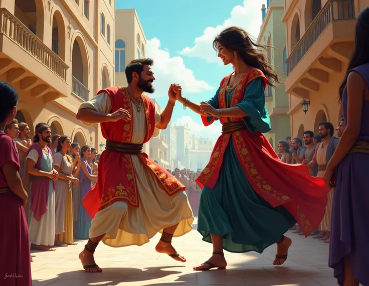 King David, DANCING IN THE STREET AND REYNA MILCAL OBSERVES HIM