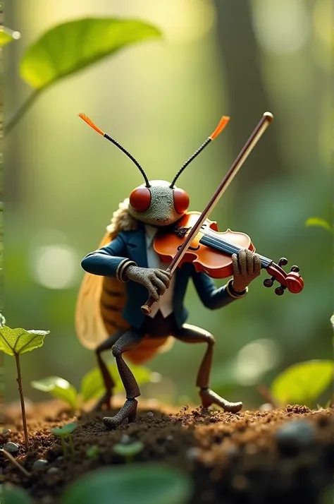 general a video of a cicada playing the violin