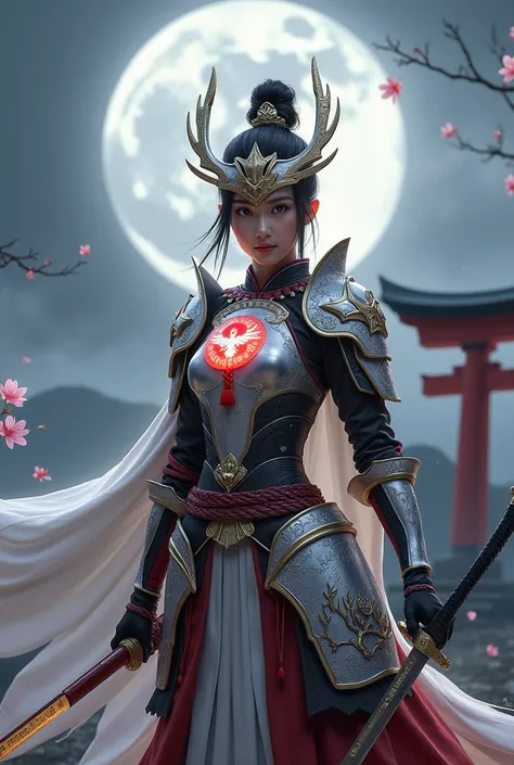 Japan (Guardian of the Celestial Crane)
Armor Design:
A sleek, silver armor with flowing red and black accents, inspired by traditional samurai aesthetics. The breastplate is adorned with a glowing red emblem of a crane in flight, symbolizing peace and lon...