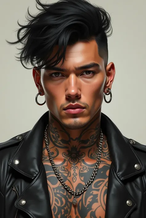  Male 32 years old Korean, Dominican motero , tattooed, with earring ,  white skin color 