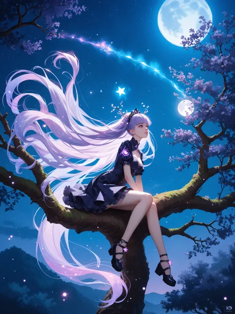 score_9, score_8_up, score_7_up, source_anime,
surreal, 
1girl,Kpop idol, very long hair, floating hair,glowing hair, 
 night scene,moon in the sky,purple hues,starry night,dreamlike atmosphere,glowing edges,mystical,high contrast,ethereal light,sitting on...