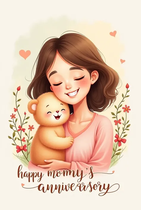  Birthday Card Illustration, " Happy Mommys Anniversary "