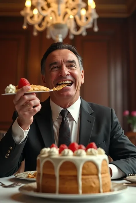 Create an image of Bolsonaro eating cake