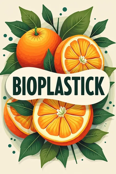 
Create a logo that has the name Bioplastick, that has orange peels and that refers to the environment, that attracts peoples attention and that has to do with bio plastics 