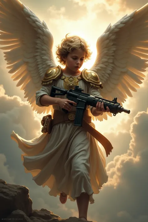 Angel Cupido with a grenade launcher