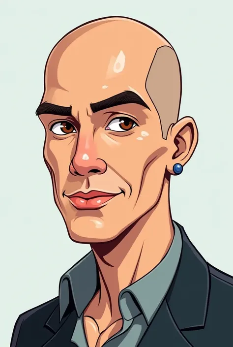 Handsome man with shaved hair without earrings cartoon 