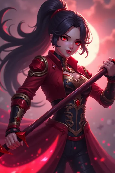 Make an image of Ruby from mlbb like her splash art in the game for a profile picture 