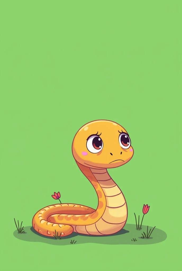  Generate an image of a cute snake thrown away, In a cartoon with a green background without details ,  uniform 
