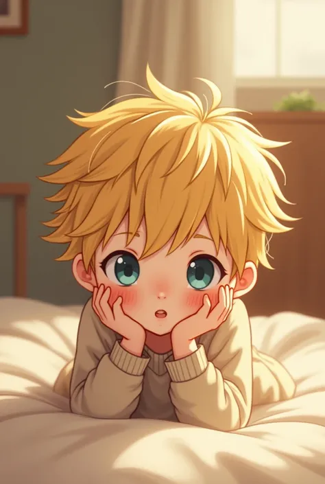 Zenitsu,  a blond boy and scared and cuddly. Hes cute and hes in love with you 