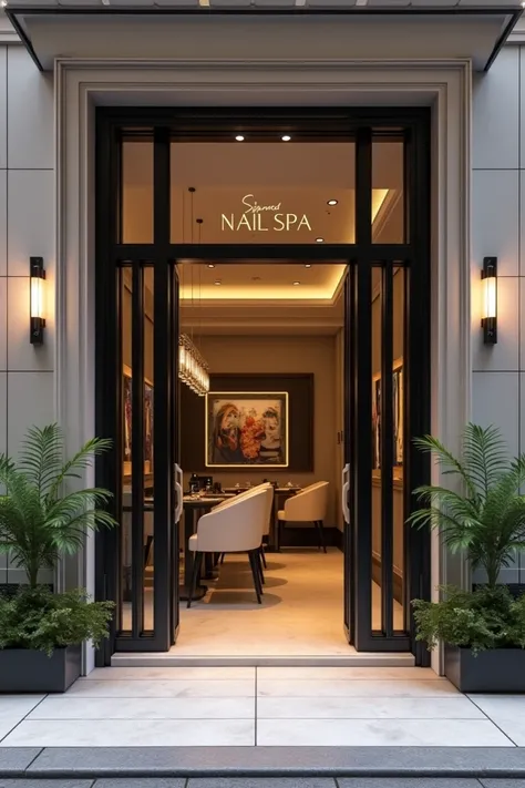 Stylish nail spa entrance 