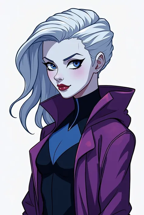 Young Justice drawing style by Victoria Howlett ,  daughter of Wolverine and Lilith the demon queen,  looking like Alexandra Trese ,  with white skin and dark blue eyes aged 15 in Young Justice
