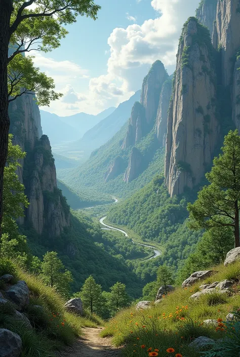 balanced landscape between vegetation and geology.