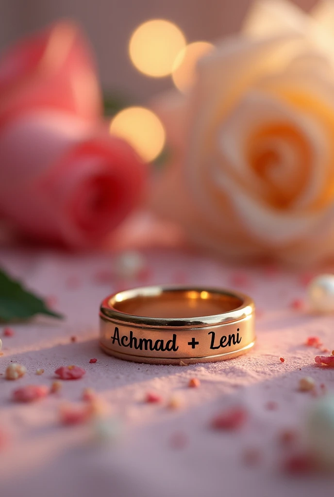 Photo of the ring with the names Achmad and Leni