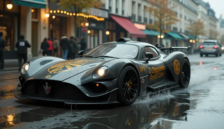 blkmndy, olpntng style, Steampunk sports car cruising the streets of Paris, wet street with reflections, intricate artwork masterpiece, ominous, matte painting movie poster, octane render, golden ratio, trending on cgsociety, intricate, epic, trending on a...