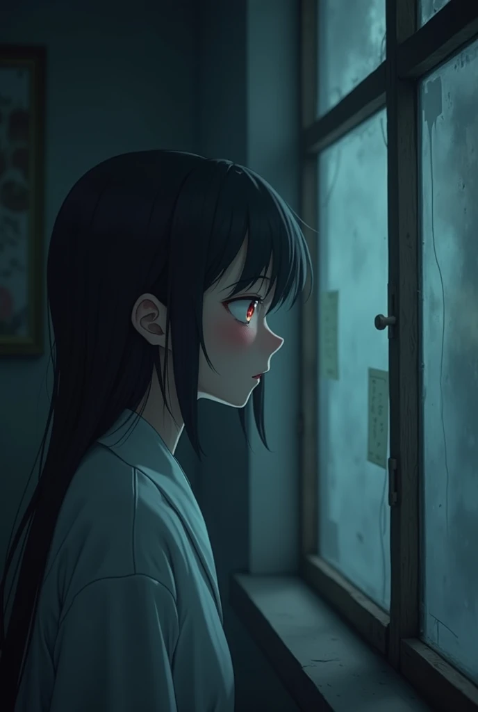 create a young japanese girl called Mei that saw something and is scared from her window as the creature Rokurokubi, her neck began to stretch. It grew longer, and longer, twisting and bending in ways that were impossible for any normal person, outside of ...