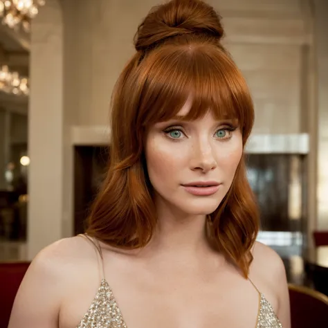 bryce dallas howard, bryce dallas howard american actress, (elegant woman), (green eyes), forty years, model woman, (in the phot...