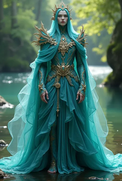 Mens fantasy costume inspired by the prince of a river full body that is spectacular and amazing blue 