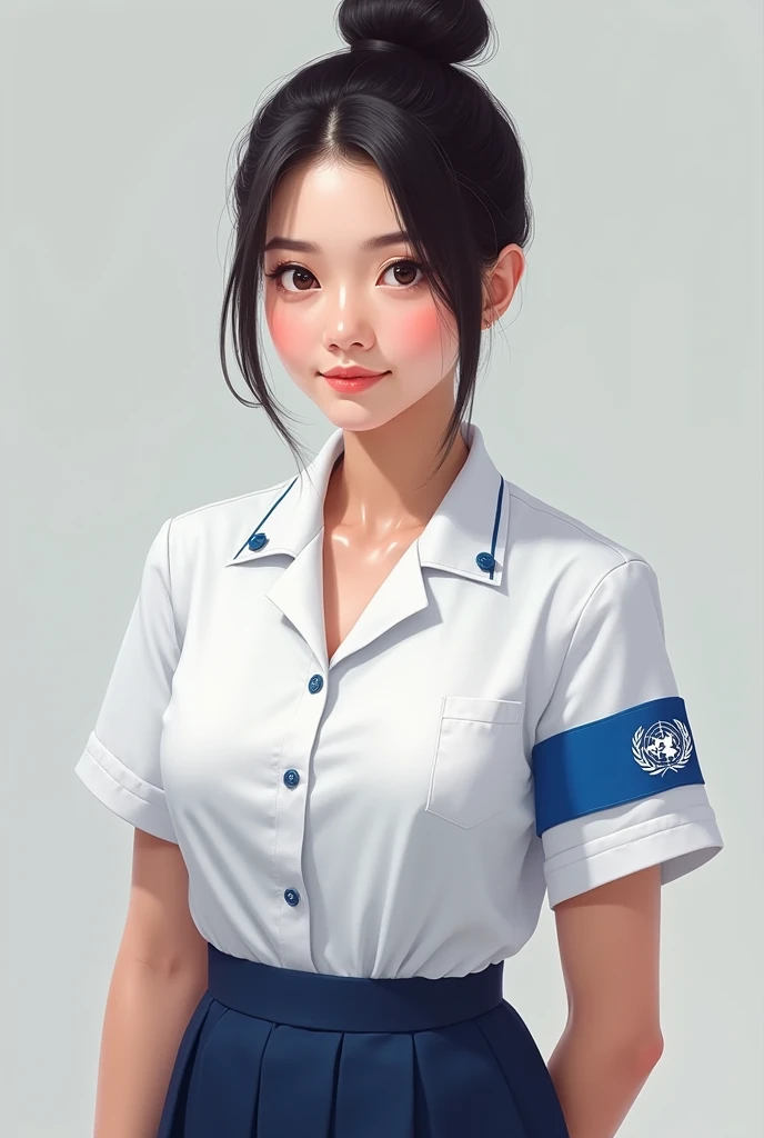 Create a girl in the realistic UNEFA nursing uniform 