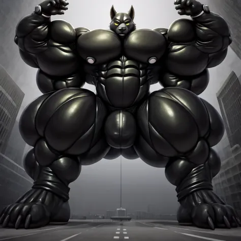 - Werewolf is wearing a latex muscle suit.
- masterpiece. official art. 8k. best quality. detailed full body. full body.
- black latex muscle suit. latex Muscle Suit. The whole body is black.
- no face. wearing a full-face helmet. helmet is jet black.
- An...