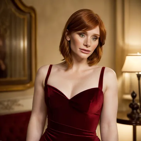 bryce dallas howard, bryce dallas howard american actress, (elegant woman), (green eyes), forty years, model woman, (in the phot...