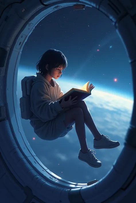 ren in space reading books