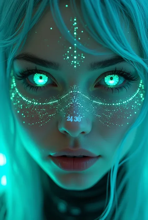 (((cyberpunk style))), (((Just the face))),(((face))), ((the rim of the face)), (((the skin of the face glows with micro stars))),Supervised Machine Learning Algorithm, (masterpiece:1.2,exceptional quality,reflecting,cinematic experience,photorealistic:2.0...