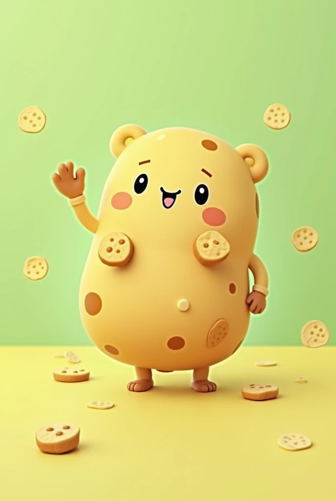 
" Create a cute and welcoming mascot called Miminho ,  that represents the values of the Mimo : kindness, sustainability and flavor .  The mascot must have a friendly and captivating visual ,  with a rounded shape and a gentle expression .  It must be in ...