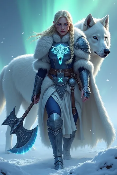 Norway (Keeper of the Frost Wolf)
Armor Design:
A heavy, fur-lined armor in icy silver and blue tones, designed to endure the harsh Nordic winters. Her breastplate features a glowing rune in the shape of a wolfs head, representing loyalty and strength. Her...