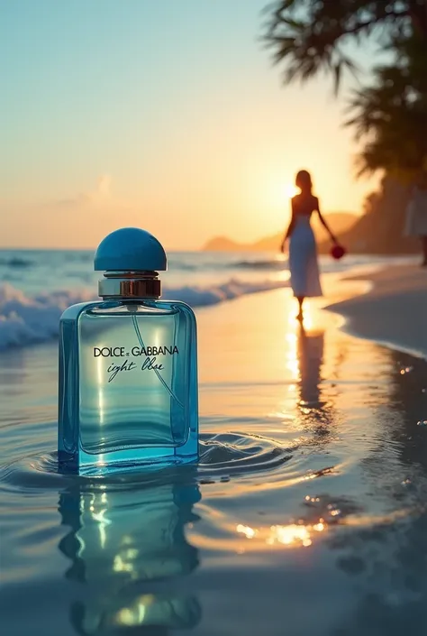 [ SCENE 1 :  Shot of a sunrise on the Italian coast ,  with soft waves and the clear sky .  Relaxing background music .]
 Narrator  ( soft faith voice ):
"Déjate envolver por el espíritu del Mediterráneo… con light blue de Dolce & Gabbana."

[Scene 2: fres...