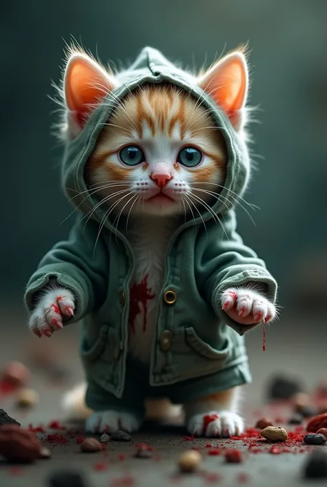 Kitten in a zombie costume  