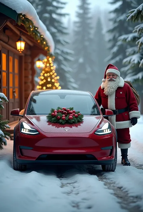 A Tesla Christmas gift together with Santa 