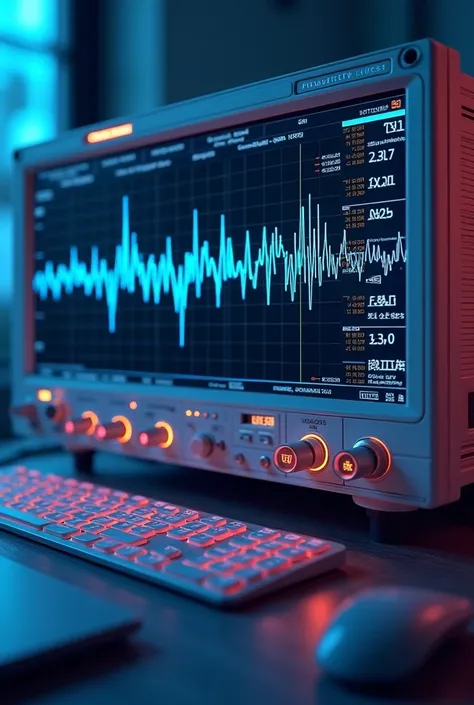 I want you to make an image showing the frequency cursors in a wave on an oscilloscope and giving me the signals it gives 