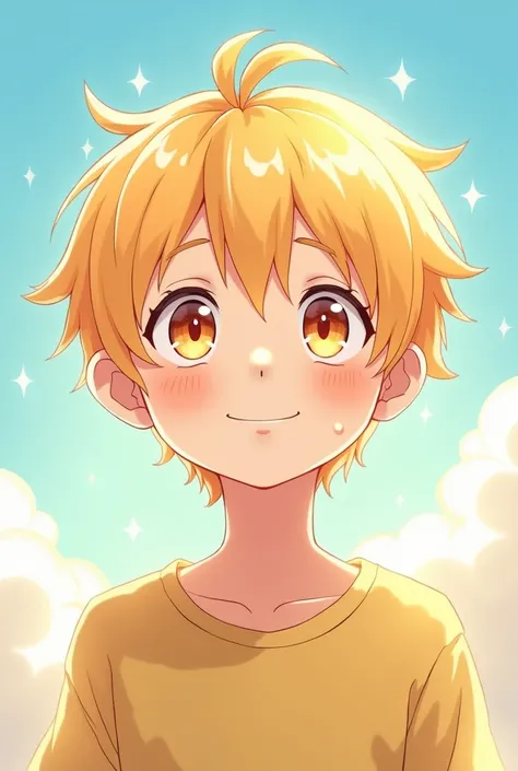 1 Cheerful Blonde Boy ,  heavenly eyes ,  anime style