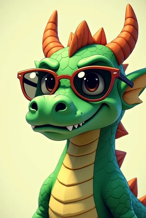 Animated avatar with a green Anime style dragon face with sunglasses