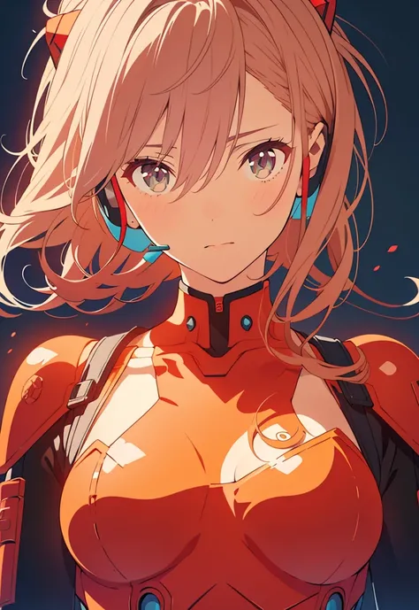 official art, unity 8k wallpaper, ultra detailed, beautiful and aesthetic, masterpiece, best quality, realistic, close-up, skindentation, souryuu asuka langley, interface headset, bodysuit under clothes, detailed eyes, detailed face, detailed hair, black b...