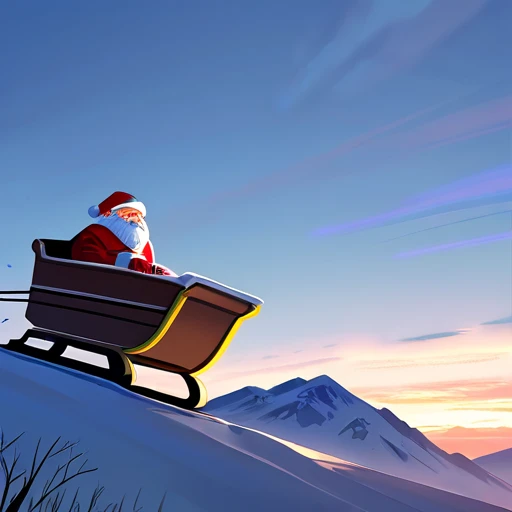 Santa claus with sleigh and reindeer